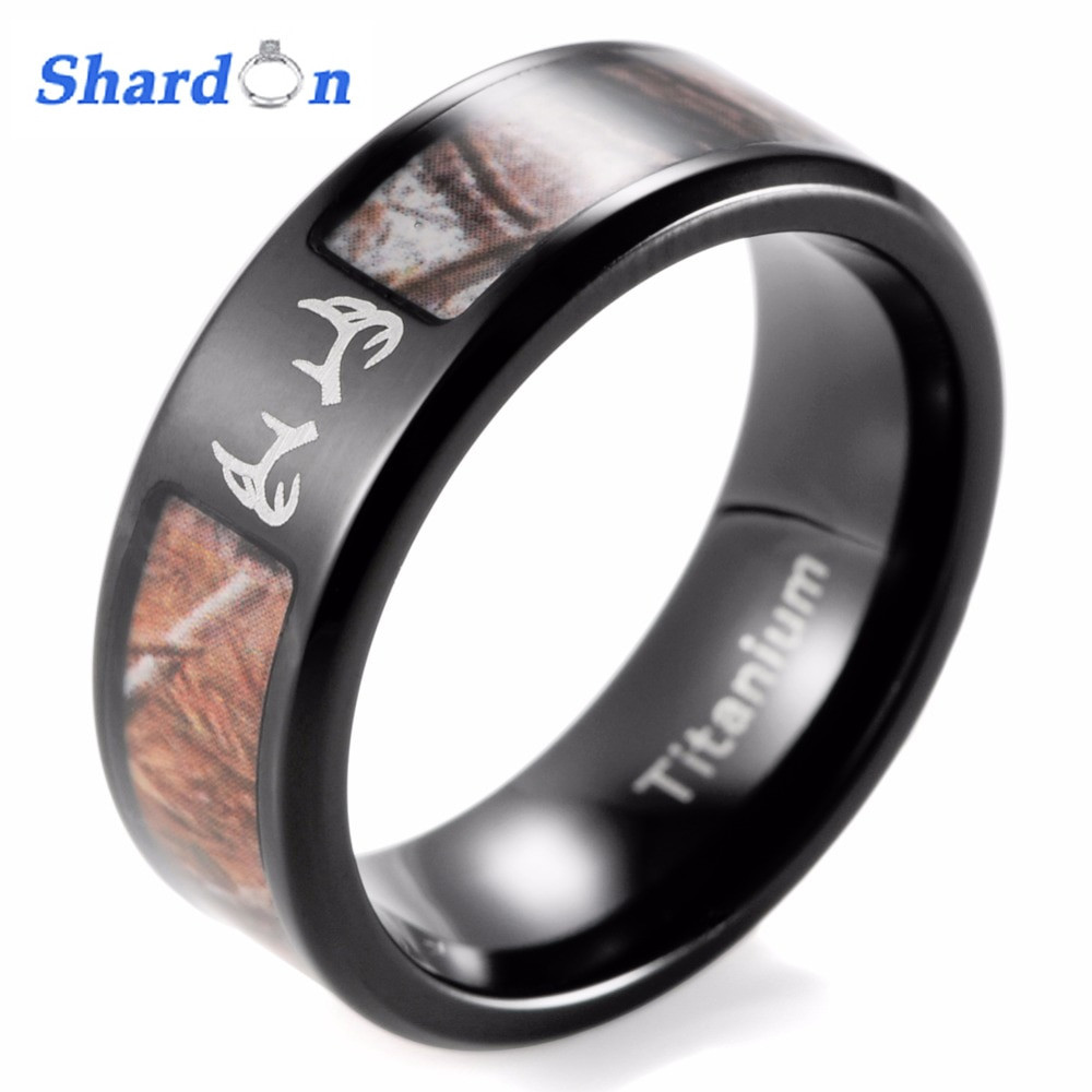 Mens Camo Wedding Rings
 SHARDON Outdoor Deer Camo Ring Men s Black Titanium Real
