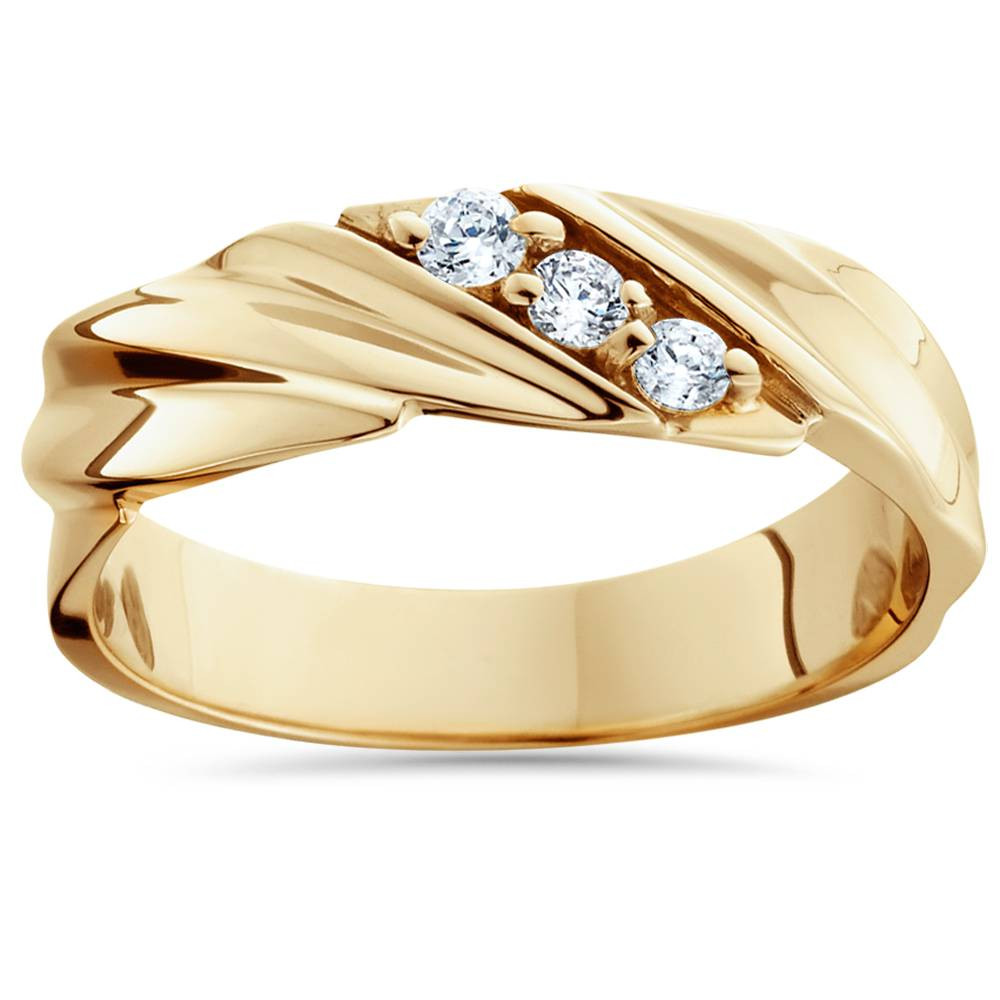 Mens Diamond Wedding Bands Yellow Gold
 1 10ct Diamond 14K Yellow Gold Mens Wedding Ring