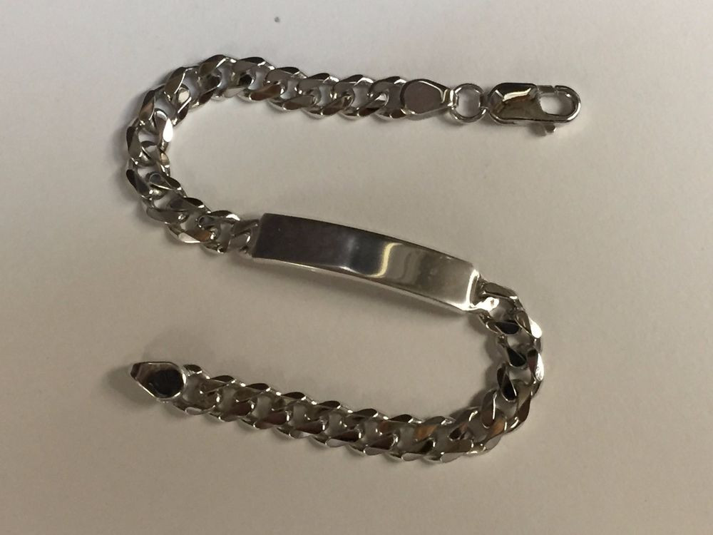 Mens Id Bracelet
 Sterling Silver 925 Mens Curb ID link chain Bracelet 8 5