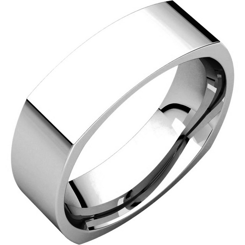 Mens Square Wedding Bands
 C W 14K White Gold 6mm Wide Square Mens Wedding Band