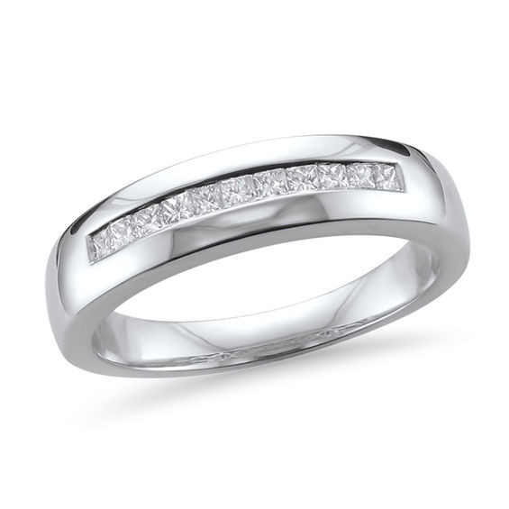 Mens Square Wedding Bands
 Men s 1 2 CT T W Square Cut Diamond Wedding Band in