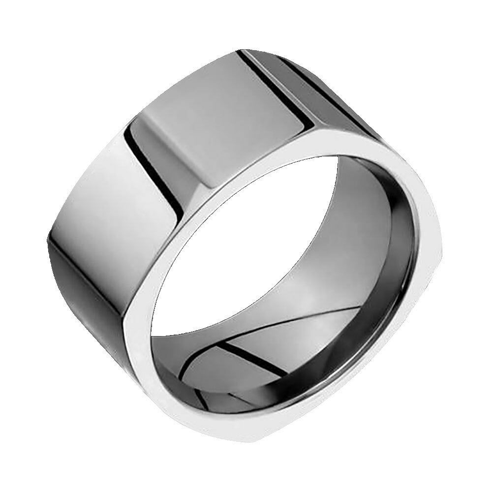 Mens Square Wedding Bands
 Square Titanium Wedding Ring fort Fit Polished 10mm