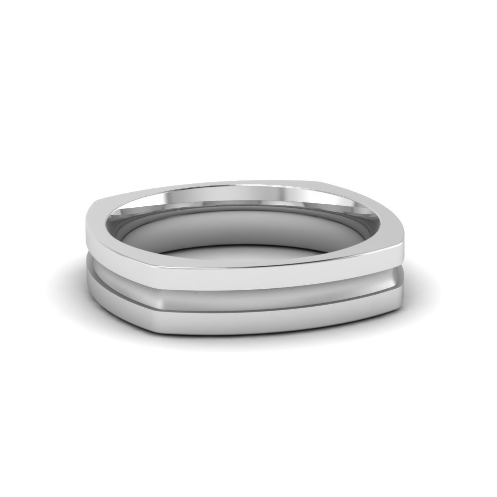 Mens Square Wedding Bands
 Square Mens Wedding Band fort Fit In 950 Platinum