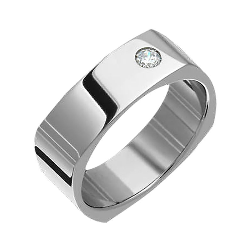 Mens Square Wedding Bands
 Mens Titanium Diamond Ring 7mm Square Style fort Fit