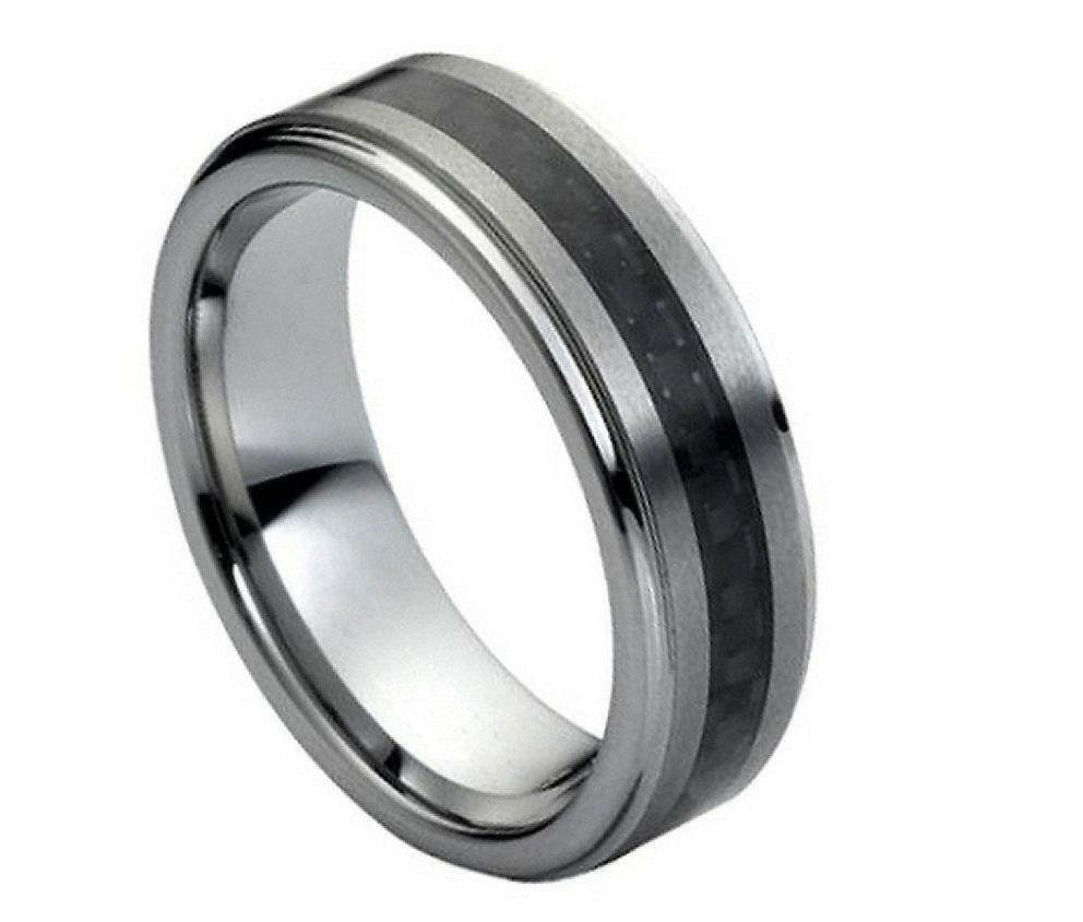 Mens Wedding Bands Tungsten Carbide
 Tungsten Carbide Men s Wedding Band Ring 7MM with Carbon