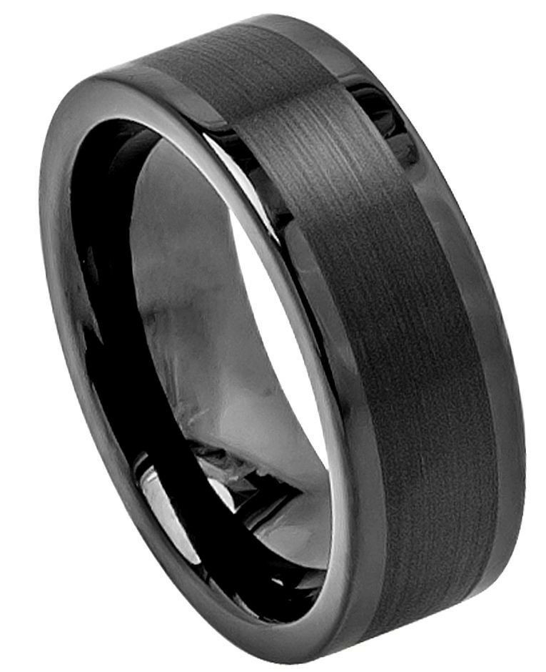 Mens Wedding Bands Tungsten Carbide
 8mm Tungsten Carbide Mens Wedding Band Ring Black Enamel