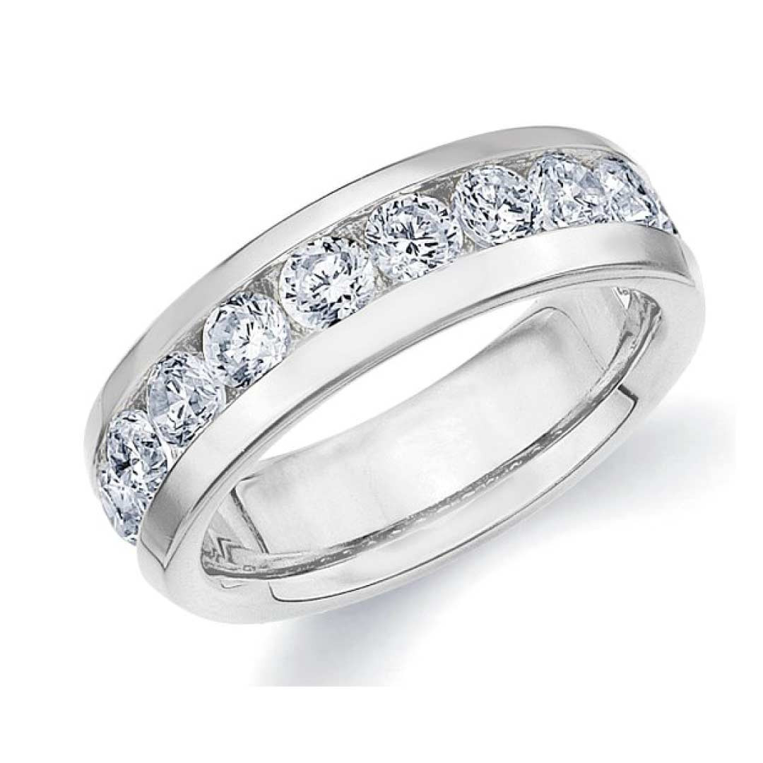 Mens Wedding Bands With Diamonds
 18K White Gold Men s Diamond Eterinty Ring 1 5 cttw F G