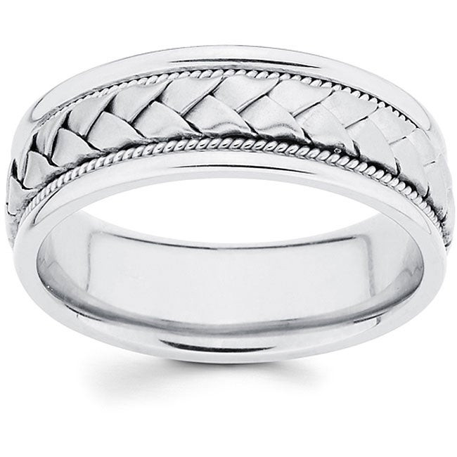 Mens White Gold Wedding Bands
 14k White Gold Men s Hand braided fort fit Wedding Band