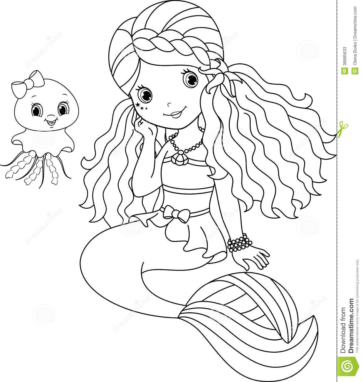 Mermaid Coloring Pages Kids
 Mermaid coloring page stock vector Illustration of