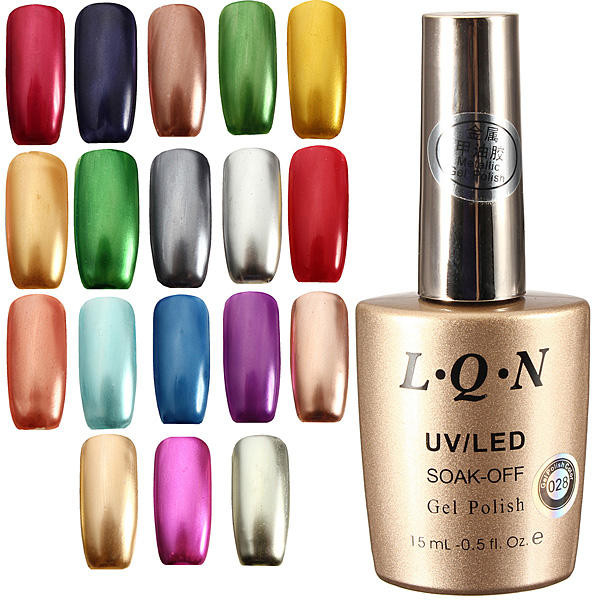 Metallic Nail Colors
 18 colors 15ml soak off metallic metal nail uv gel polish