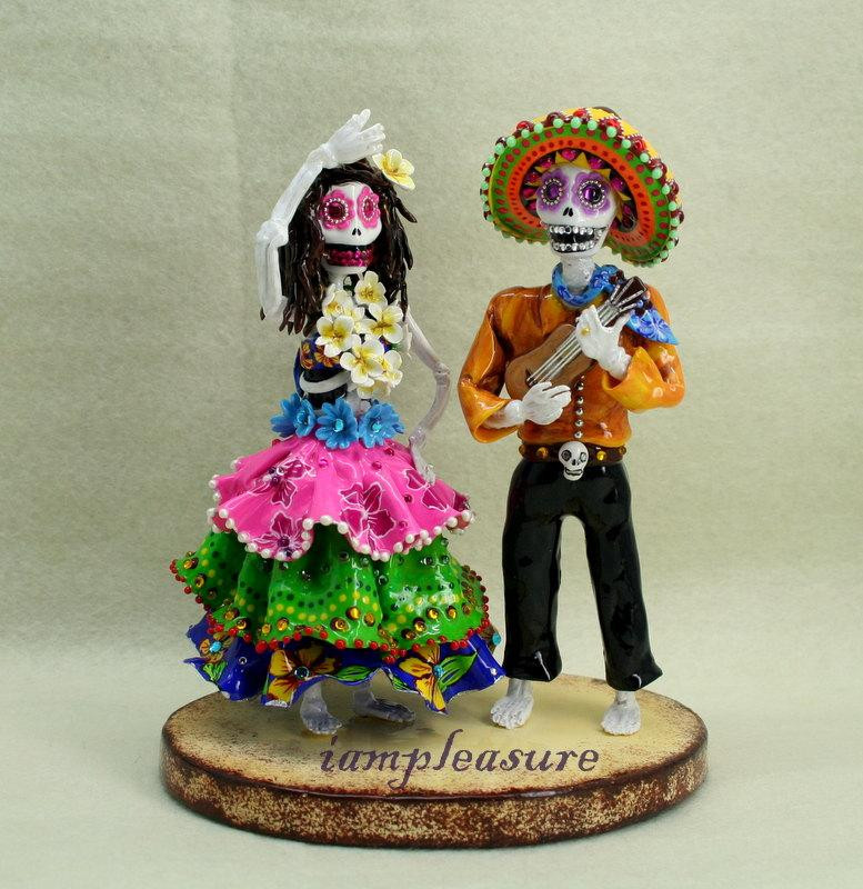 Mexican Wedding Cake Toppers
 Love Never Die Mexican Vs Hawaiian Dance Cake Topper