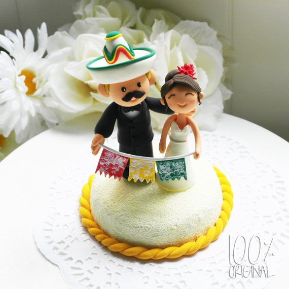 Mexican Wedding Cake Toppers
 Custom Cake Topper Mexican Fiesta Theme by TheRosemarryToppers