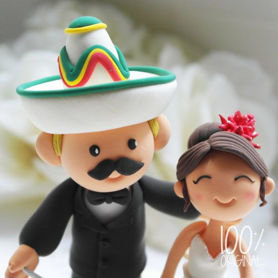 Mexican Wedding Cake Toppers
 Custom Cake Topper Mexican Fiesta Theme Couple