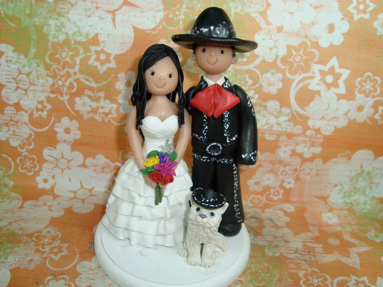 Mexican Wedding Cake Toppers
 Custom Made Bride and Groom Wedding Cake Topper by mudcards