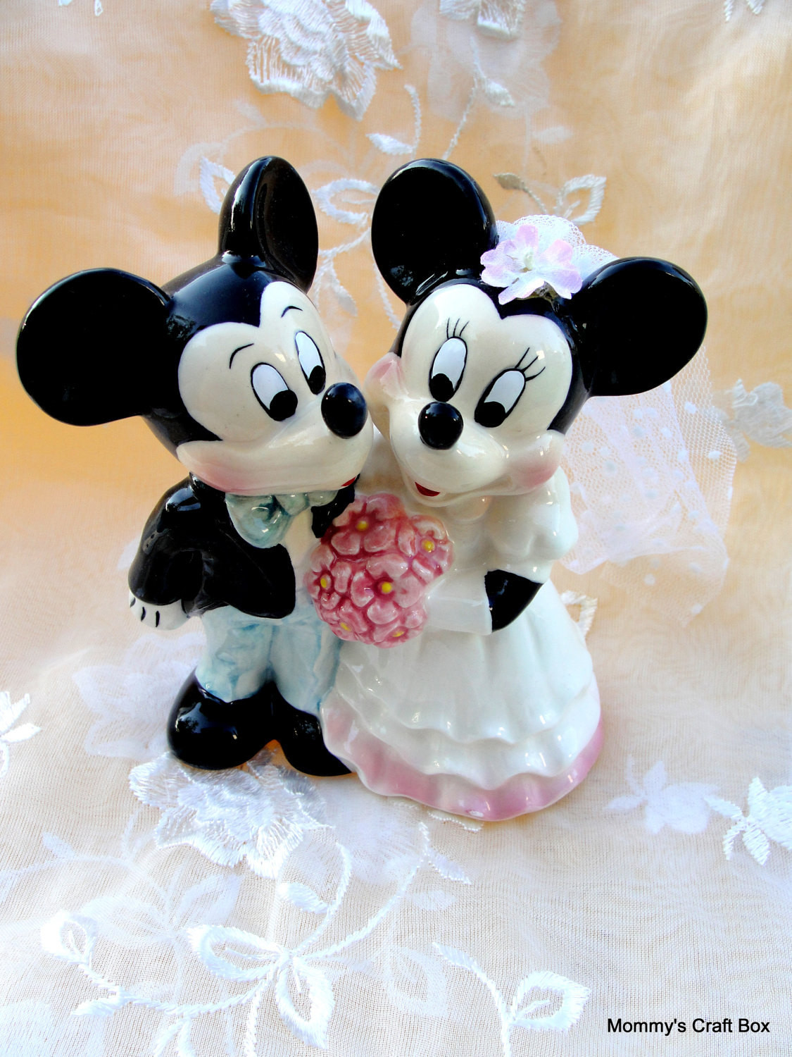 Mickey And Minnie Wedding Cake Topper
 SALE Vintage Mickey and Minnie Mouse Wedding Cake Topper