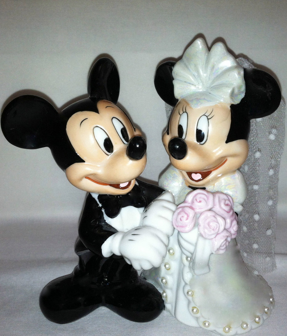 Mickey And Minnie Wedding Cake Topper
 Vintage Disney Mickey and Minnie Wedding Bridal Cake Topper