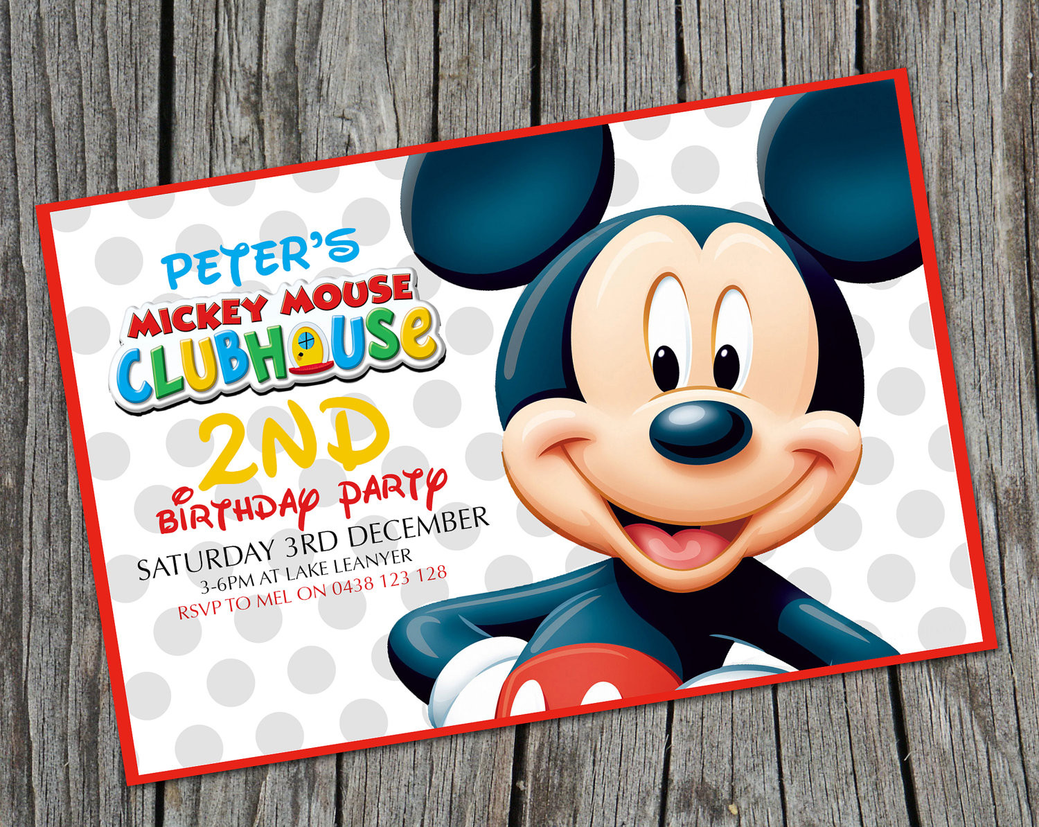 Mickey Mouse Clubhouse Birthday Party Invitations
 Kids Birthday Invitation Mickey Mouse by EmbellisheDesigns