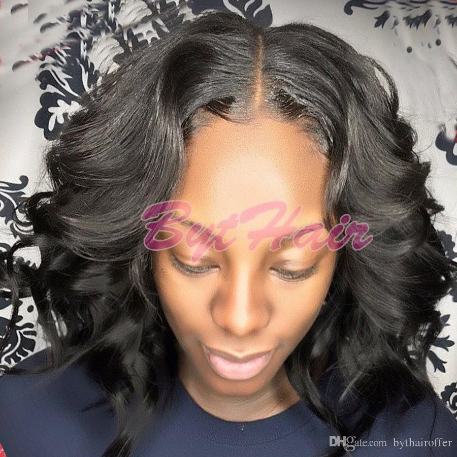 Middle Part Black Hairstyles
 Bythair Short Human Hair Lace Wigs Virgin Brazilian