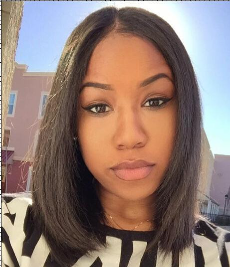 Middle Part Black Hairstyles
 Peruvian Hair Middle Part Straight Hair Wigs Human Hair