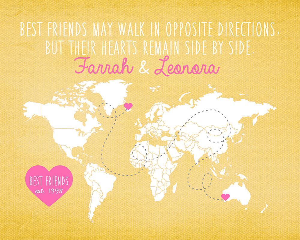 Military Friendship Quotes
 Gift for Friend Long Distance Best Friend World by