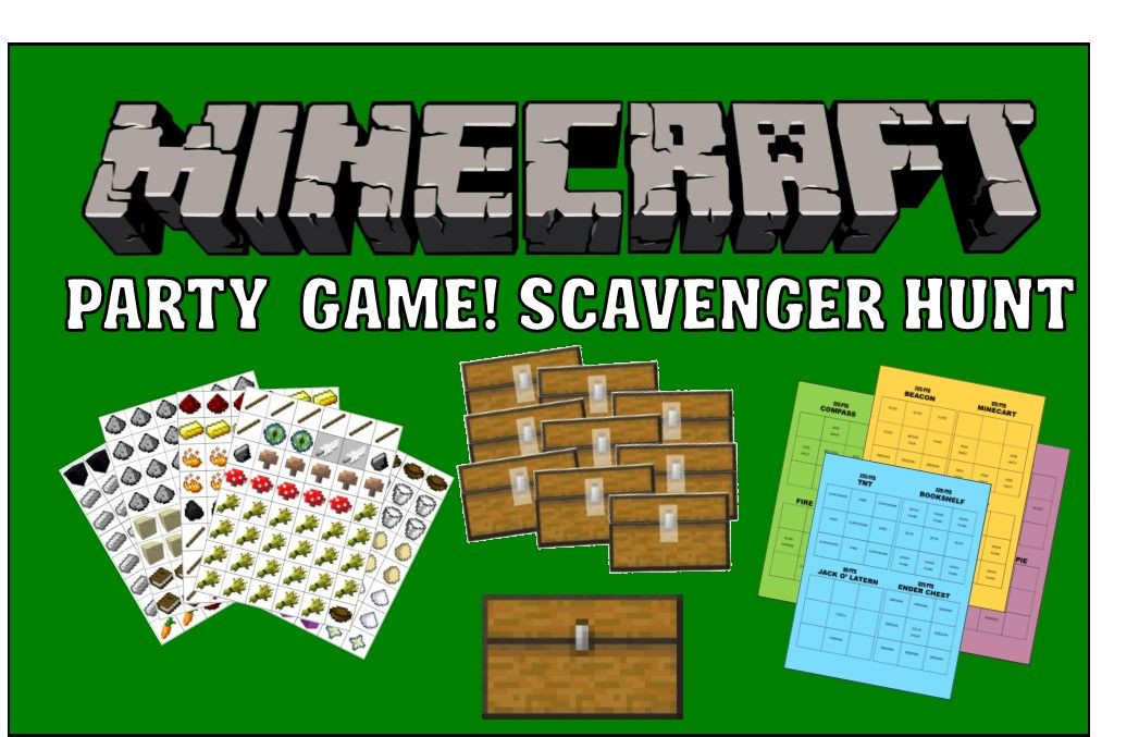 Minecraft Birthday Party Activities
 Minecraft Party Game Printable Scavenger Hunt Just