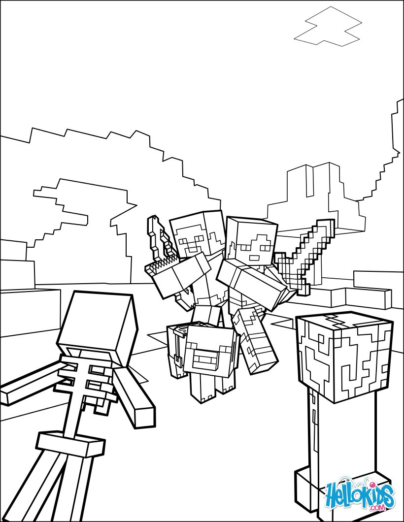Minecraft Coloring Pages Printable
 Minecraft coloring page fight all the mobs coloring