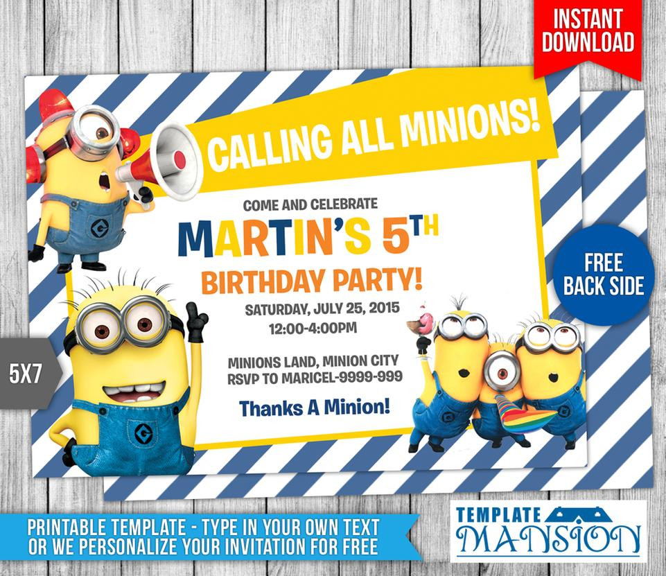 Minions Birthday Invitation
 Minions Birthday Invitation 7 by templatemansion on