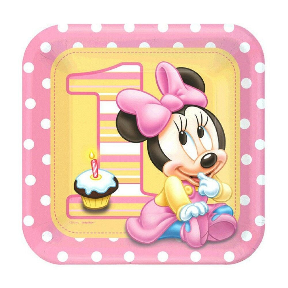 Minnie Mouse 1st Birthday Party Decorations
 8 Disney Baby Minnie Mouse 1st Birthday Party 9in Square