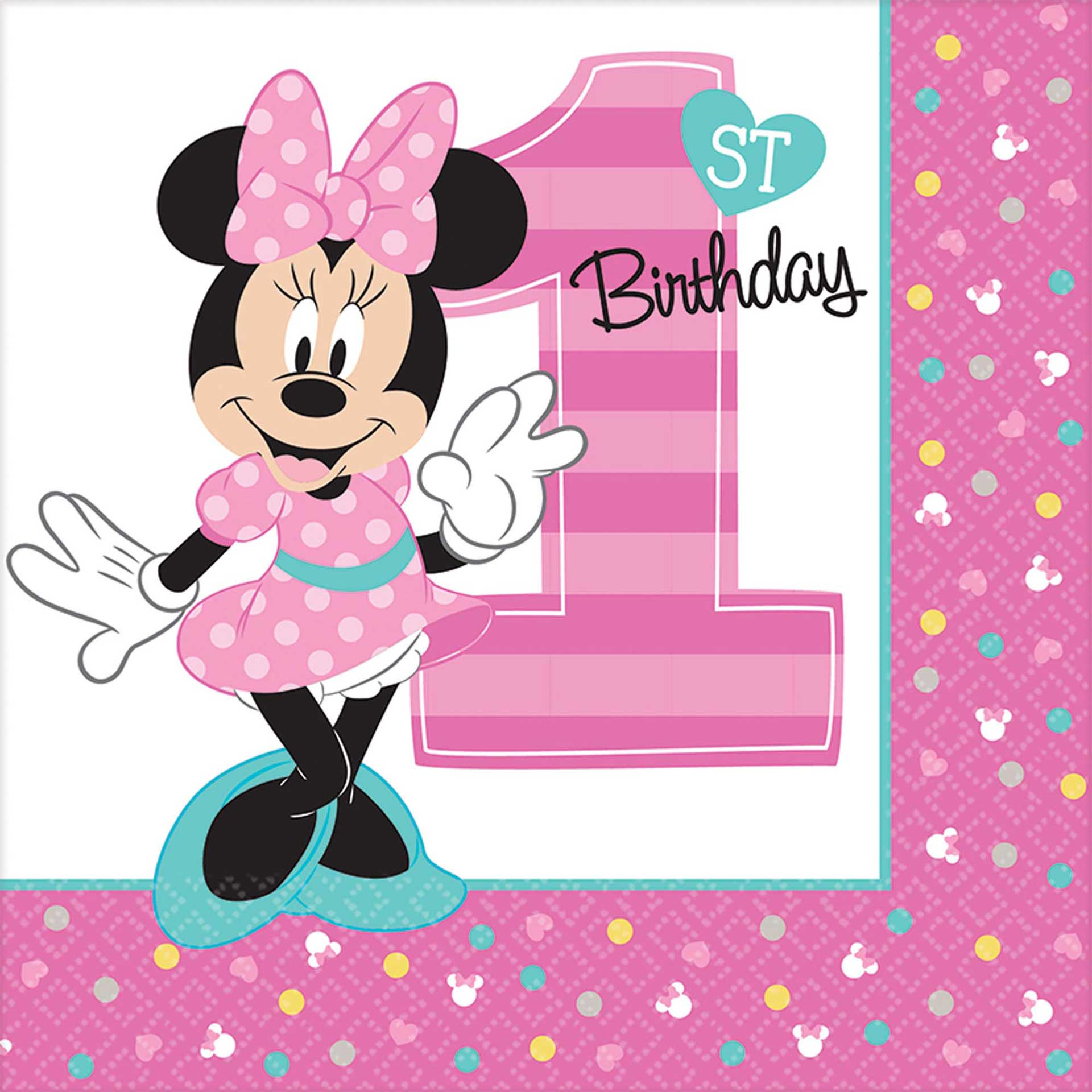 Minnie Mouse 1st Birthday Party Decorations
 Minnie Mouse 1st Birthday Party Supplies Theme Party Packs