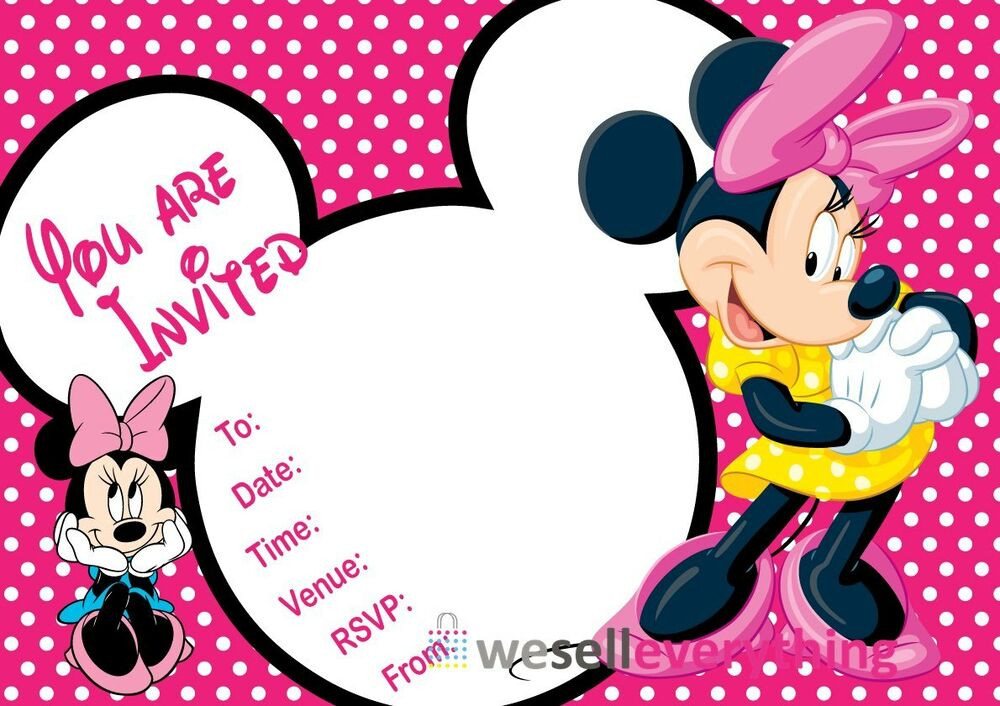 Minnie Mouse Birthday Invitations Templates
 20 MINNIE MOUSE PARTY INVITATIONS KIDS CHILDREN"S INVITES