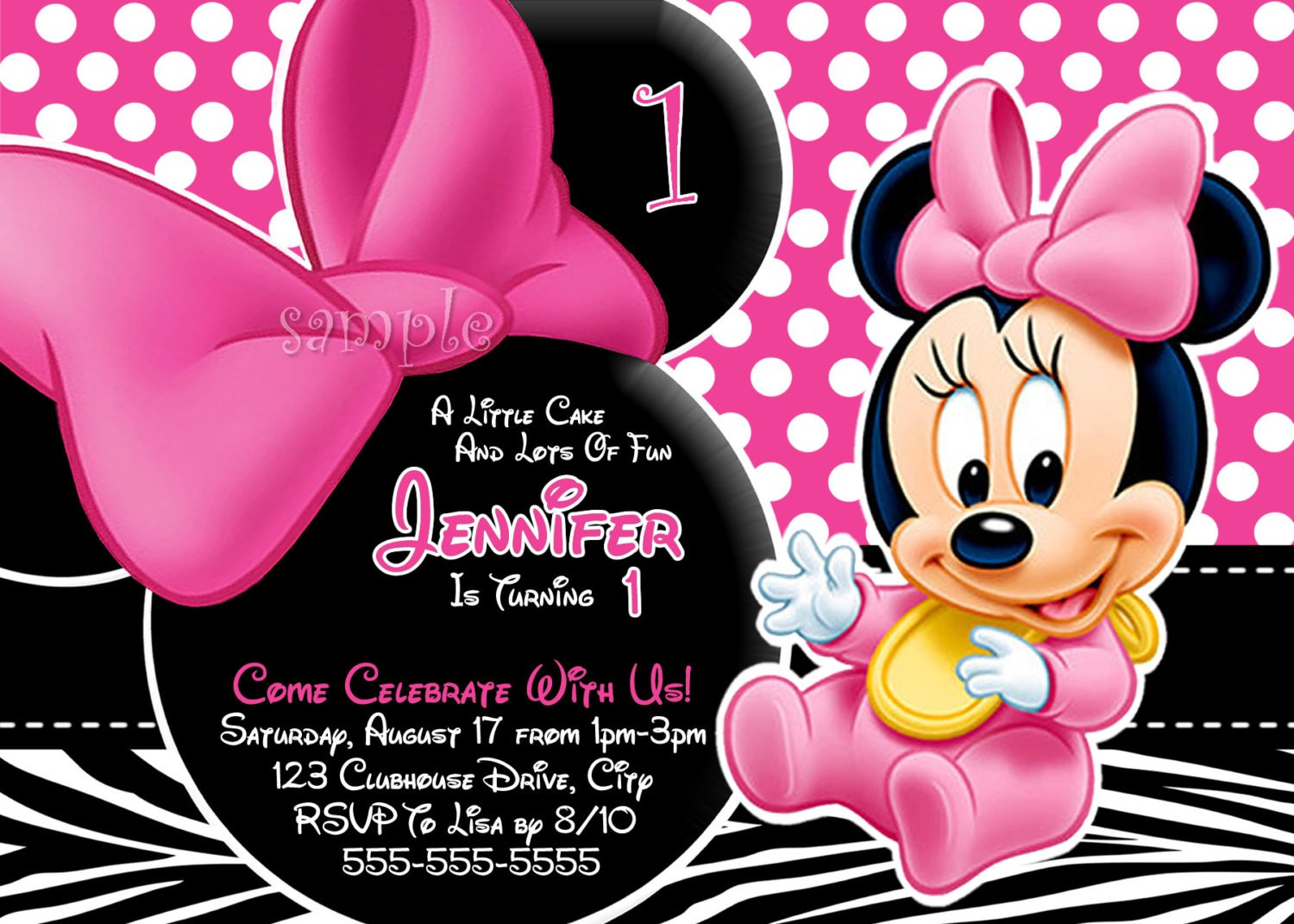Minnie Mouse Birthday Invitations Templates
 Personalized Minnie Mouse First Birthday Invitations