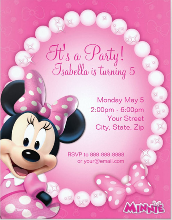 Minnie Mouse Birthday Invitations Templates
 26 Minnie Mouse Invitation Templates PSD AI Word