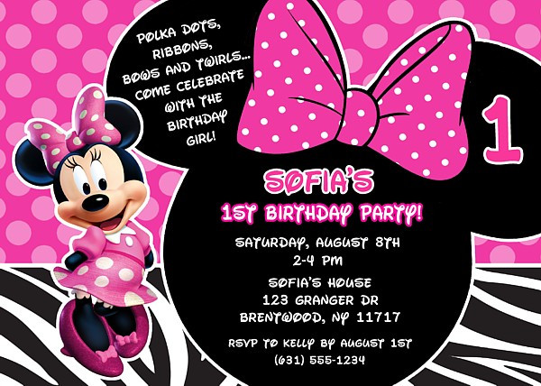 Minnie Mouse Birthday Invitations Templates
 Free Printable Minnie Mouse 1st Birthday Invitation – Bagvania