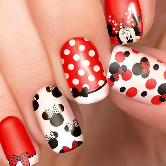 Minnie Mouse Nail Designs
 Minnie Mouse Disney nail transfers illustrated nail art