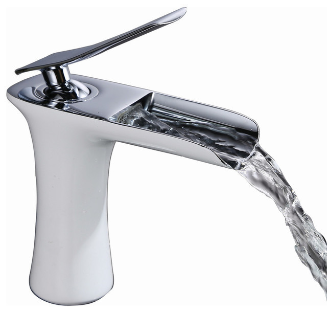 Modern Bathroom Sink Faucets
 Waterfall Style White Chrome Sink Faucet Modern