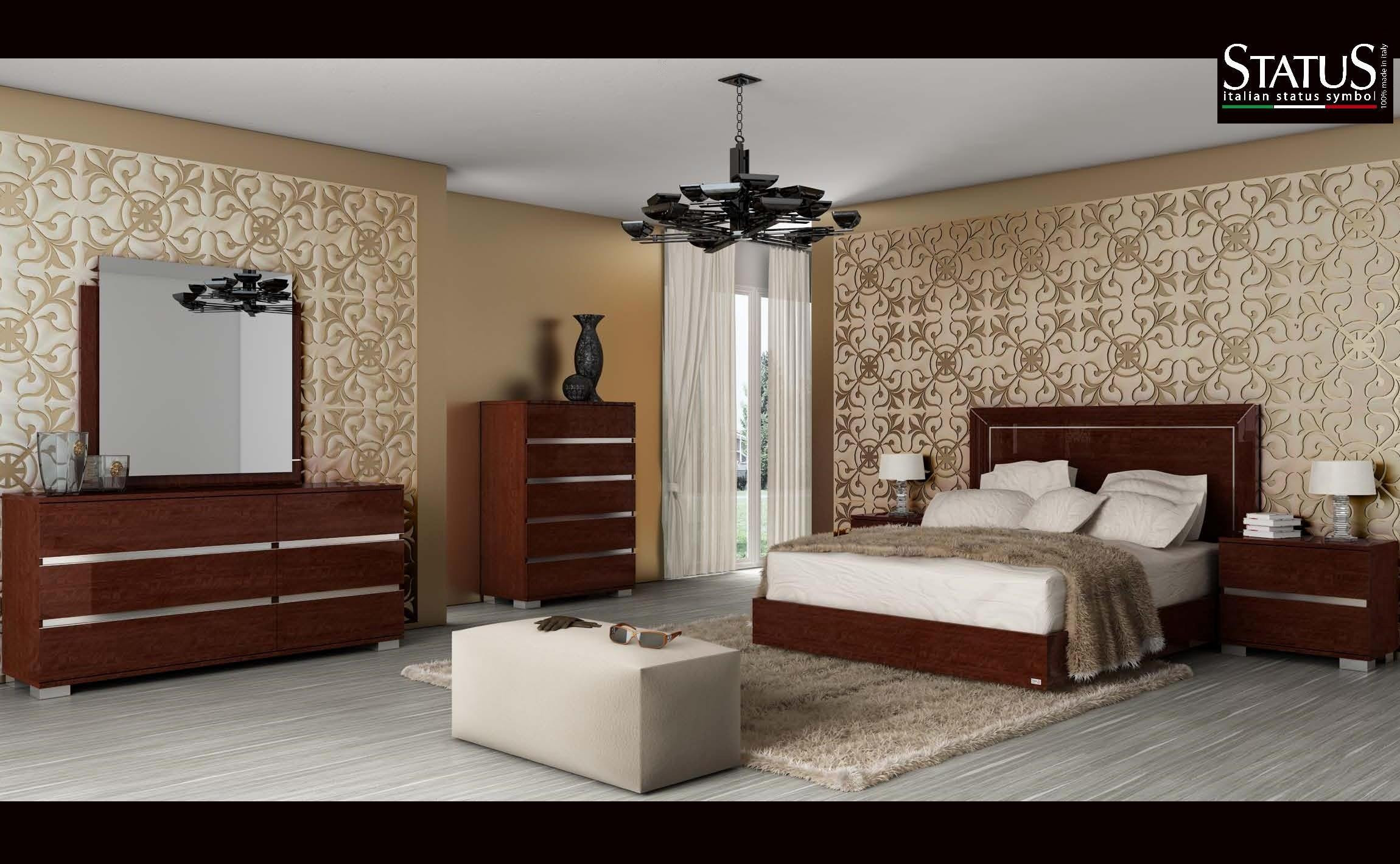 Modern Bedroom Furiture
 LIVE KING SIZE MODERN BEDROOM SET w LED light WALNUT 5