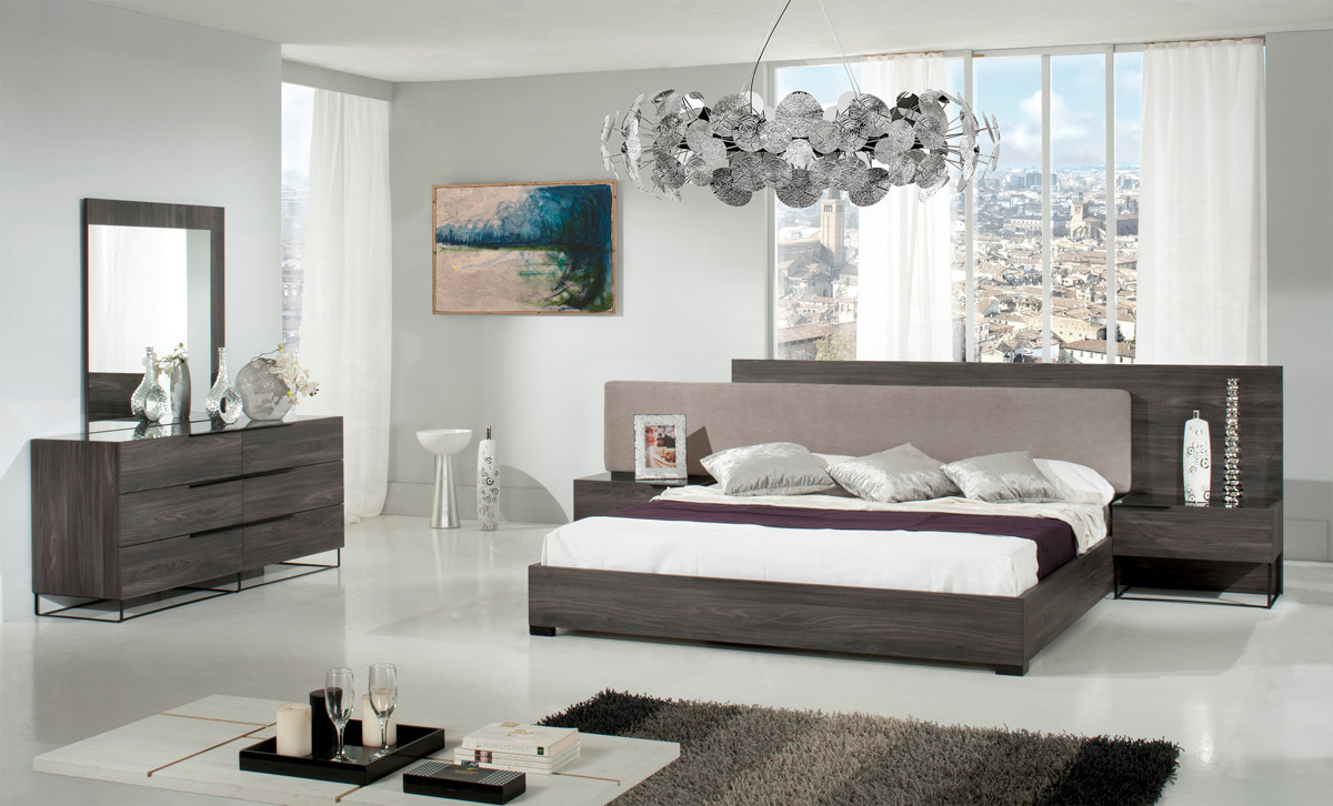 Modern Bedroom Sets
 Nova Domus Enzo Italian Modern Grey Oak & Fabric Bed w