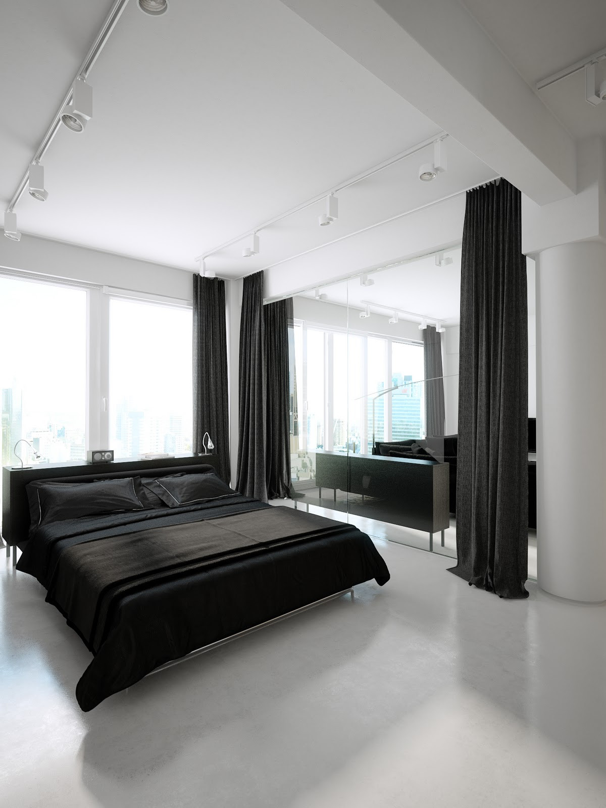 Modern Black And White Bedroom
 Modern Minimalist Black and White Lofts