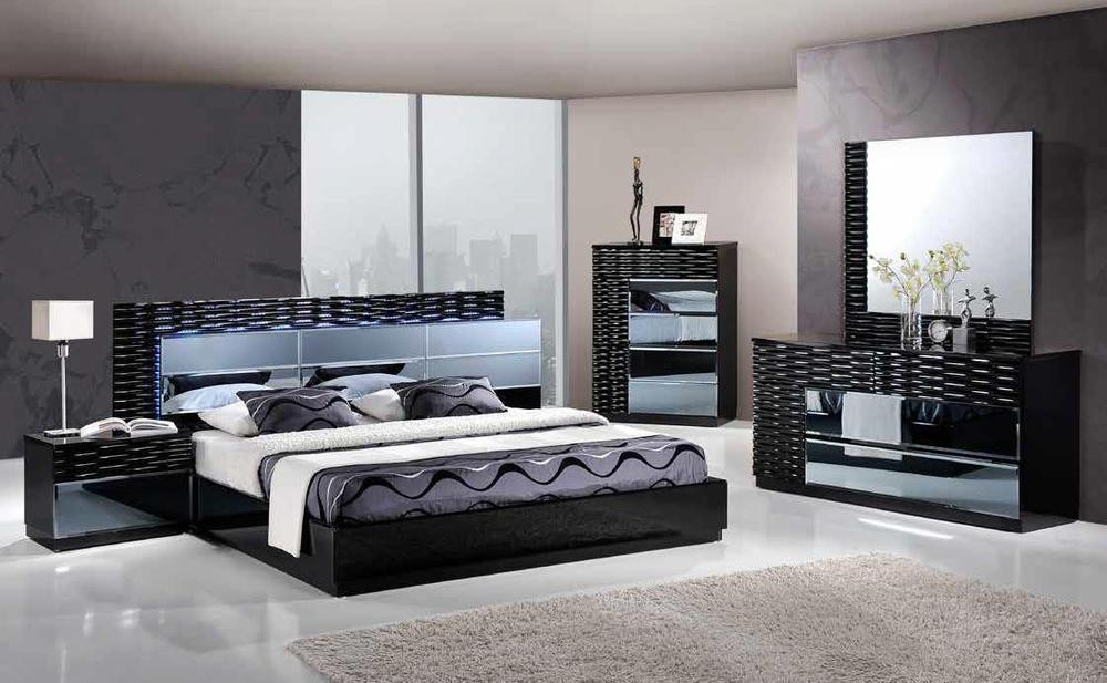 Modern Contemporary Bedroom Furniture
 MANHATTAN KING SIZE MODERN BLACK BEDROOM SET 5PC GLOBAL