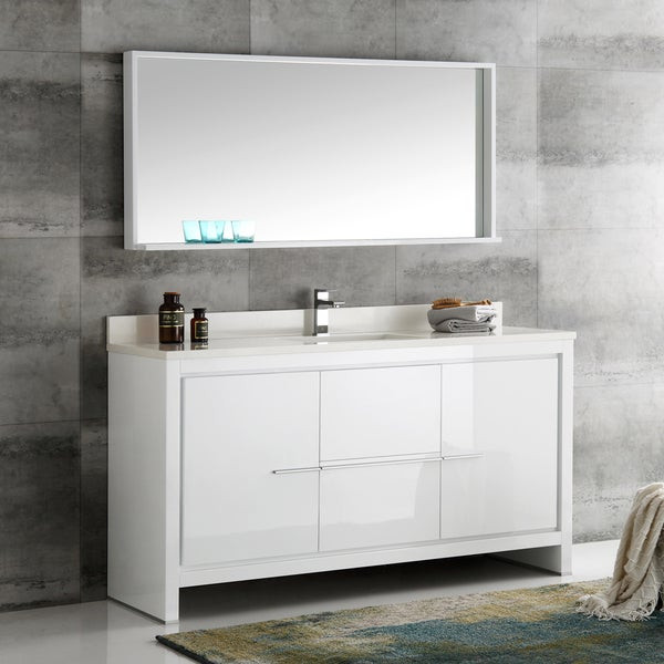 Modern Single Bathroom Vanity
 Shop Fresca Allier White 60 inch Modern Single sink