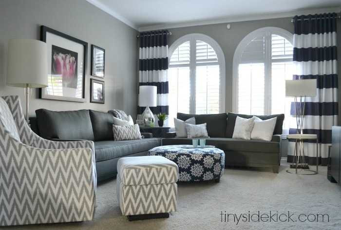 Modern Traditional Living Room
 Bold and Bright Living Room Makeover before & after