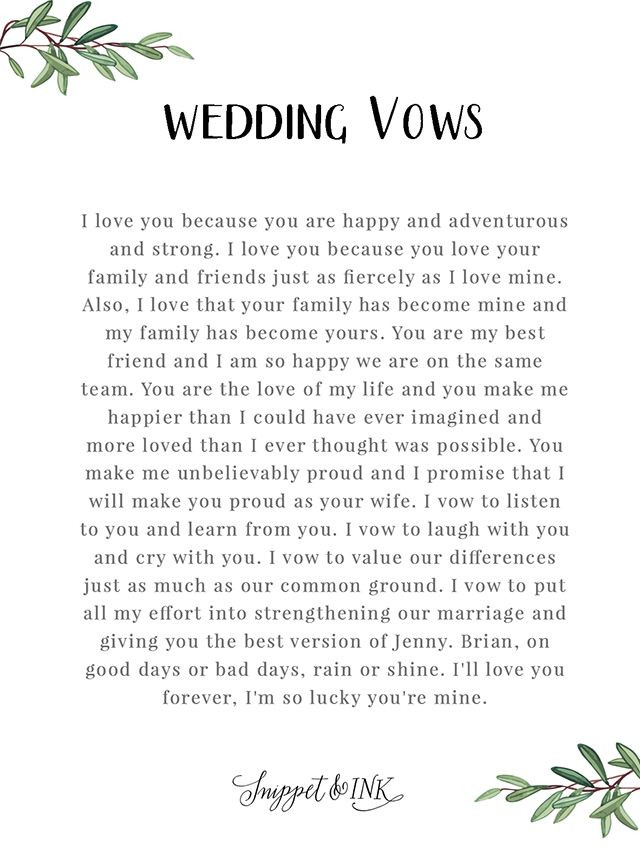 Modern Wedding Vows Examples
 Authentic and Playful Wedding Vows from Her to Him