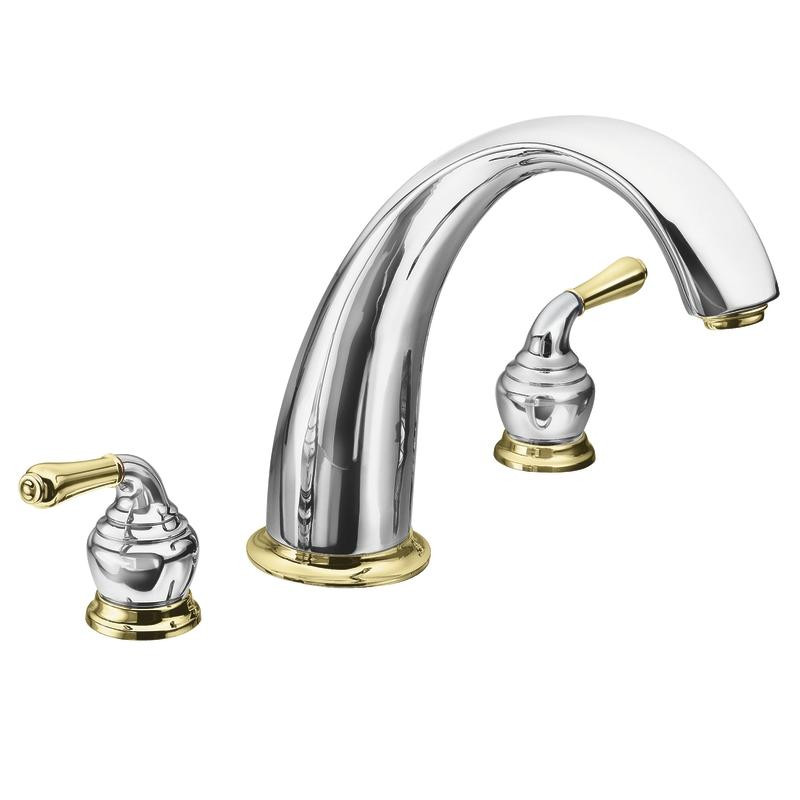 Moen Polished Brass Bathroom Faucets
 Moen Chrome Polished Brass Double handle High Arc Roman
