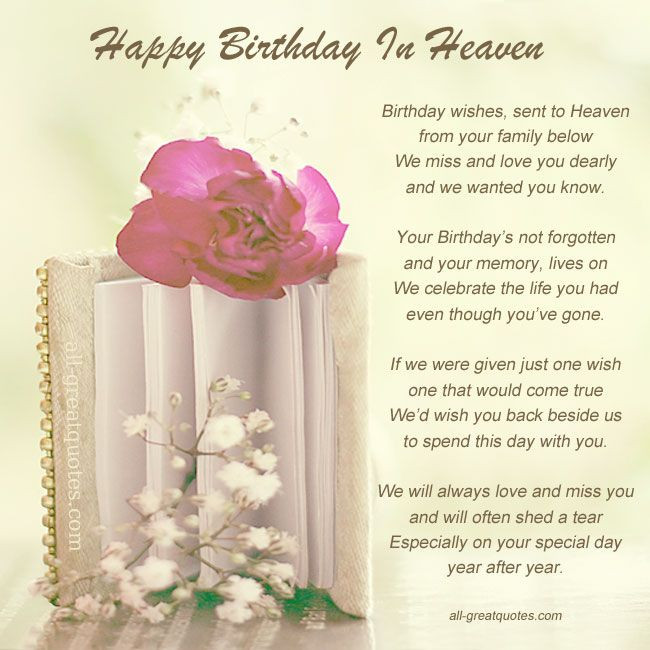 Mom Birthday In Heaven Quotes
 Free Heartfelt In Loving Memory Birthday Cards