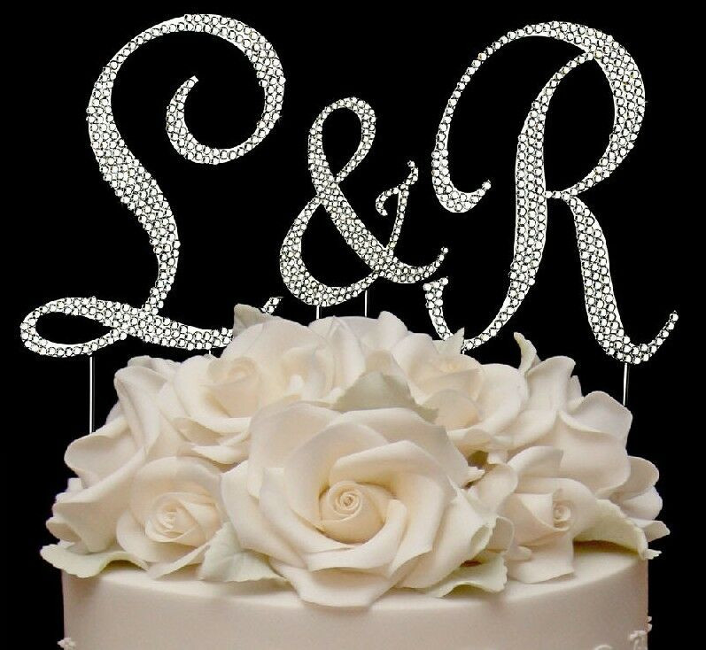 Monogram Cake Toppers For Weddings
 3 Full Swarovski Crystal Covered Wedding Monogram Cake