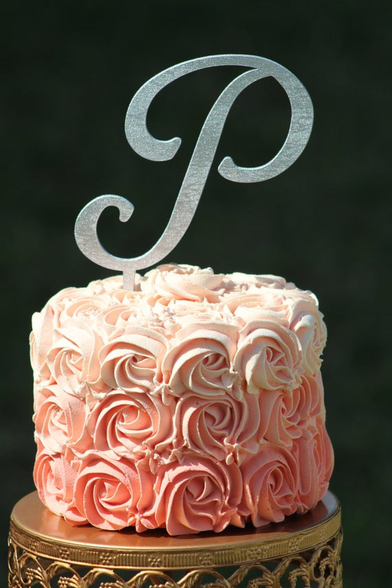 Monogram Cake Toppers For Weddings
 Silver Monogram Wedding Cake topper Wooden cake by WeddingPros