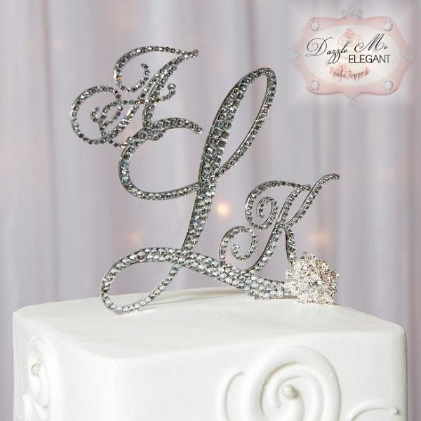 Monogram Cake Toppers For Weddings
 Triple Monogram Crystal Rhinestone Wedding Cake Topper