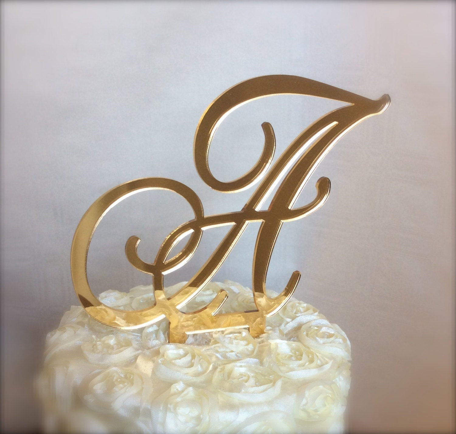 Monogram Cake Toppers For Weddings
 gold mirror custom monogram cake topper for weddings