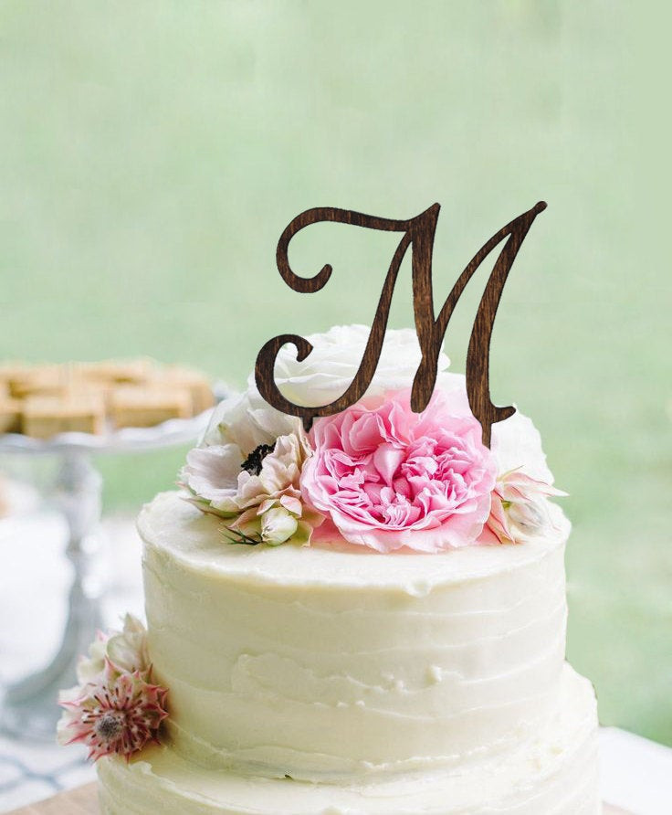 Monogram Cake Toppers For Weddings
 Monogram Wedding Cake topper Wooden Wedding Cake Topper