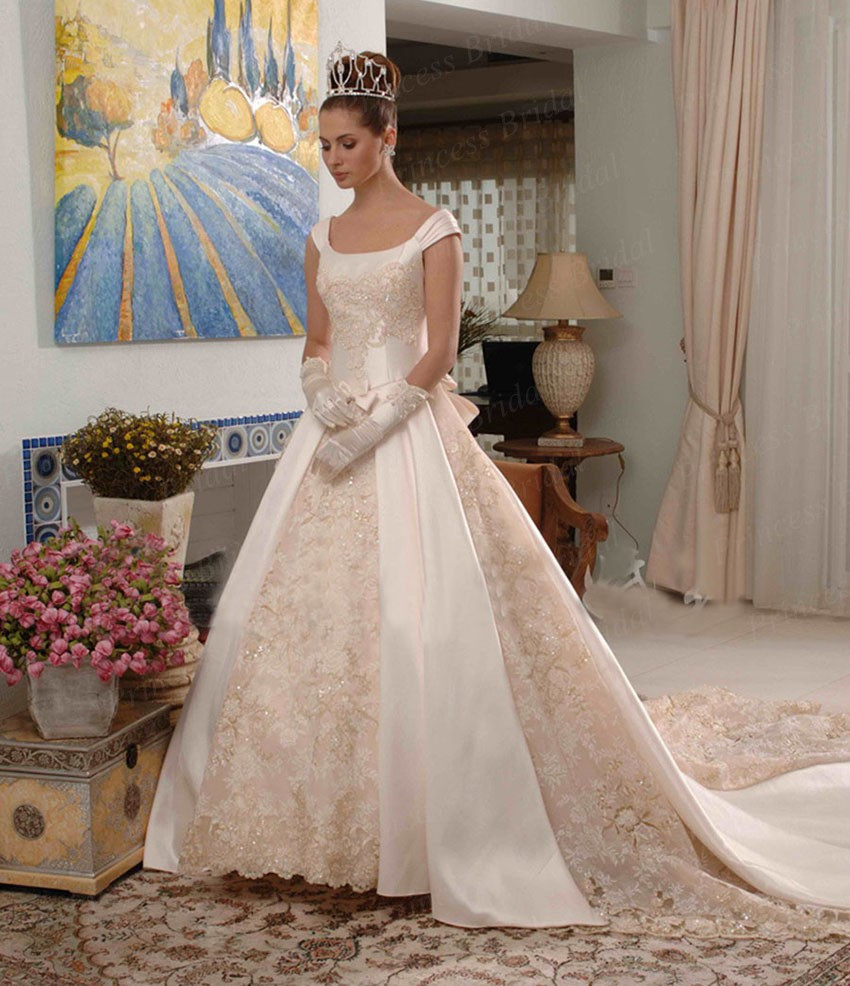 Most Expensive Wedding Gowns
 Free Shipping Expensive Ball Gown Puffy Long Train